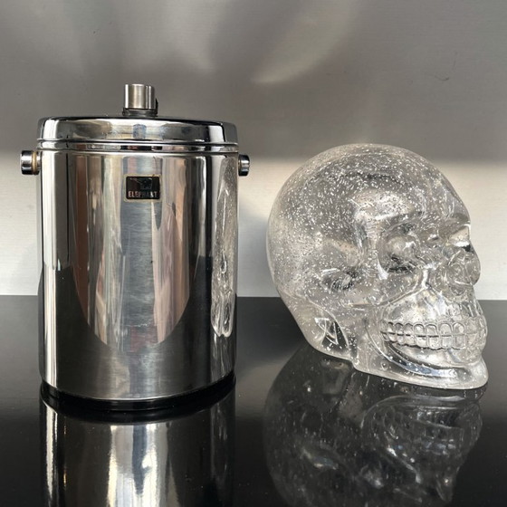 Image 1 of Elephant Vintage 1970s Japan Stainless Steel Ice Bucket with Tongs