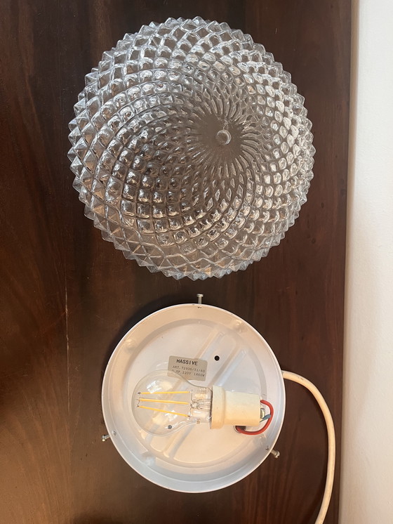 Image 1 of Vintage Ceiling Lamp Pineapple Relief Solid