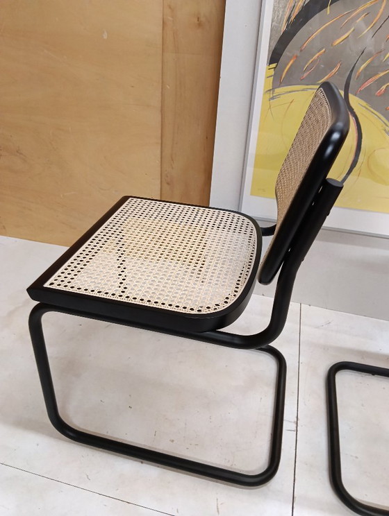 Image 1 of ALIVARMVSEVM 104. SET of 2 CESCA B32 Chairs (NEW) in Black Frame Limited Edition 