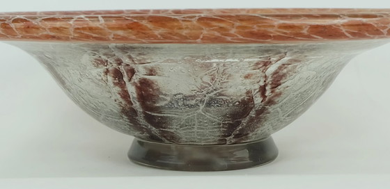 Image 1 of Ciotola in vetro Art Deco Ikora di WMF Karl Wiedmann, anni &#39;30, arancione e rosso scuro