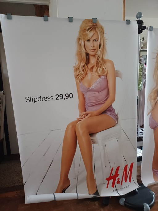 Vintage Abri-Poster Claudia Schiffer für H&M '90