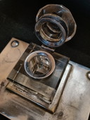 Vintage Art Deco Inktpot van Geslepen Kristal en Metaal