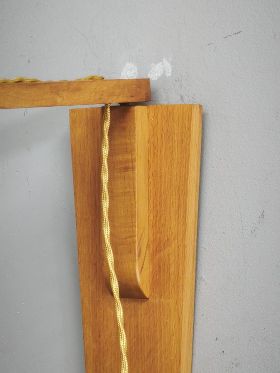 Czechoslovak Rattan and Wood Swing Arm Wall Lamp, 1960s, Wall lights, Brown (photo 4 of 12)