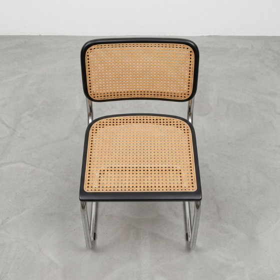 Image 1 of Set di 4 sedie Cesca B32 nere di Marcel Breuer, Italia, anni '80