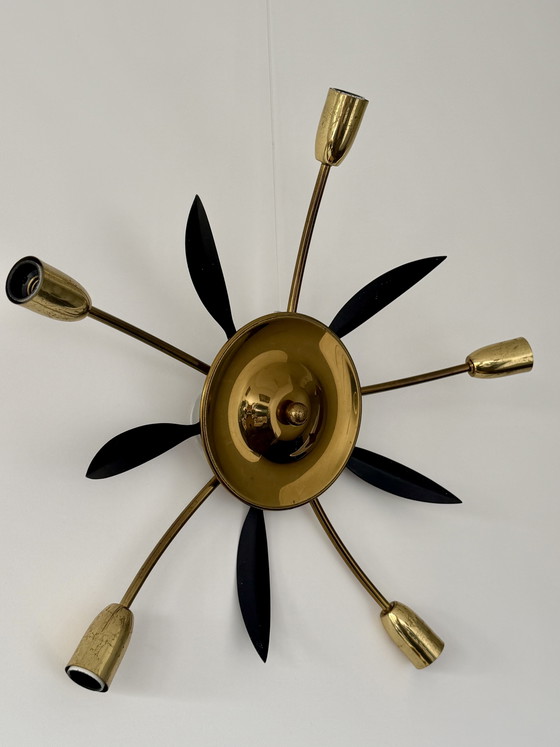 Image 1 of Plafond-/wandlamp Italië 1950 Messing