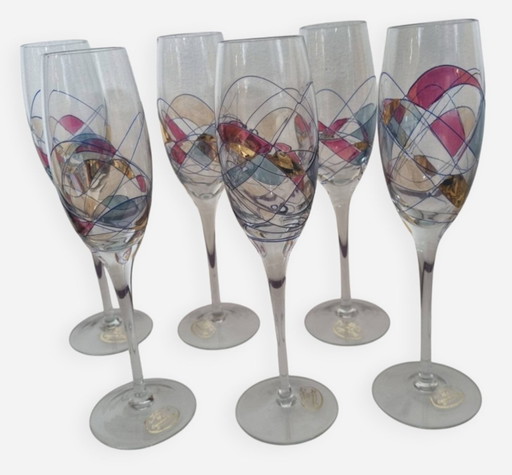 6 Cristal de Paris Champagne flutes