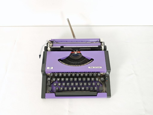 Vintage Lila funktionierende Schreibmaschine / Lila UNIS TBM De Luxe 1970er / Retro Büro / Büro Deko / Olympia / Mid Century Mod