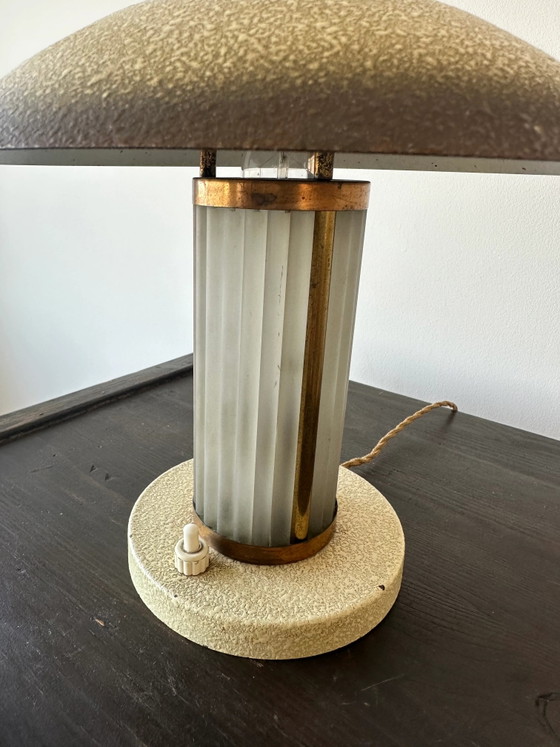 Art Deco Brass & Glass table lamp. France c.1920-30 (photo 11 of 13)
