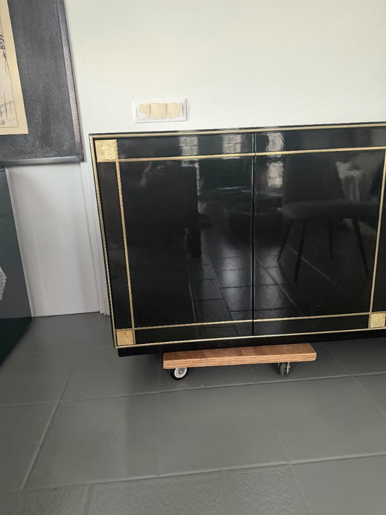 Pierre Cardin Sideboard With Brass Black Lacquered Shell Inlays, 1980 – Wood (photo 53 of 64)