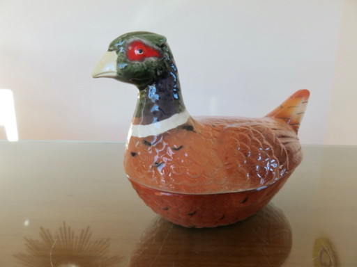 Pheasant terrine in slipware by Michel Caugant, 1950s-60s