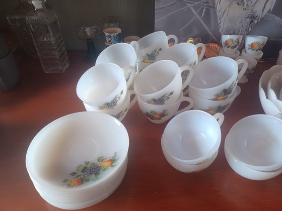 Image 1 of Large lot of vintage Arcopal Fruit de France dinnerware