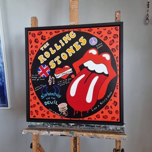 Frances Eckhardt - handmade painting Rolling Stones framed