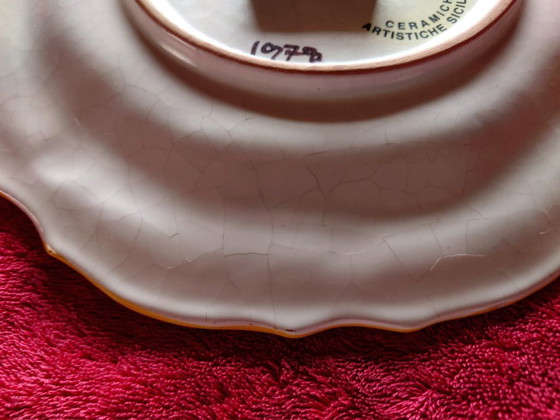 Image 1 of Siciliaanse keramische kunstklok uit 1978, met de hand beschilderd. Junghans-uurwerk.