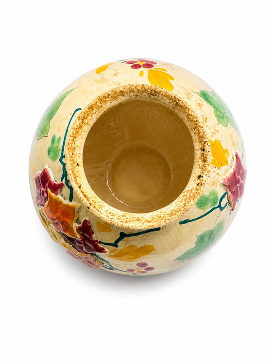 Image 1 of Rare Regina Gouda "Rozet" 1016 Vase - Barbotine Style - Signed Holland