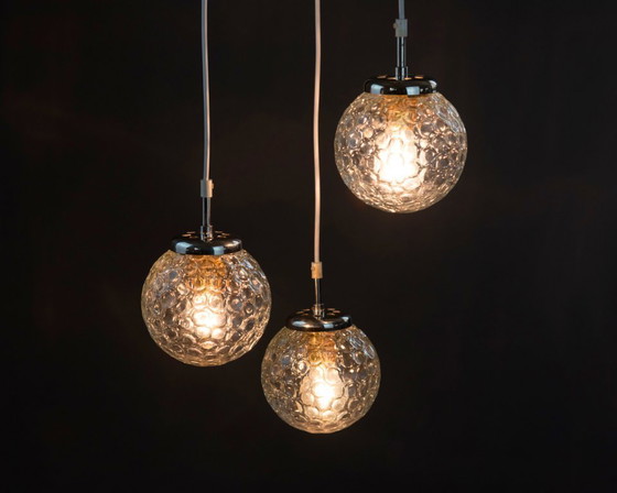 Image 1 of Dromerige cascadelamp, origineel uit de jaren 60/70, plafondlamp met 3 armen, chroom, vintage, mid-century, gerestaureerd