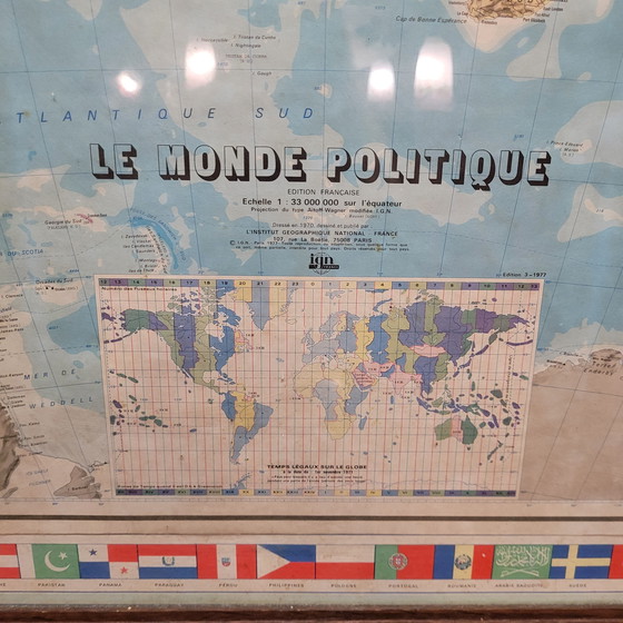 Image 1 of Mapa Globo Terráqueo / Planisferio “Le Monde Politique”, Instituto Geográfico Nacional, S. Xx - Francia