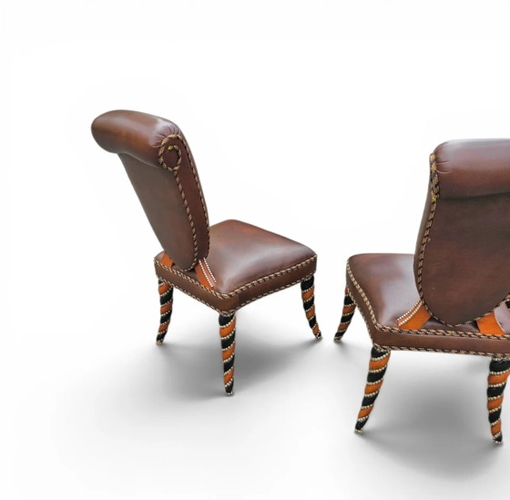 4 x Sedia in pelle mai vista prima / Anni '80 – Poltrone relax, Leather (photo 9 of 15)