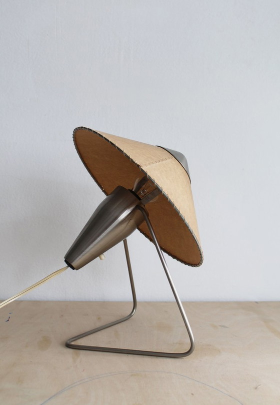 Číňanka" Table Lamp by Helena Frantová, Czechoslovakia 1953 – Paper, polished steel (photo 11 of 13)