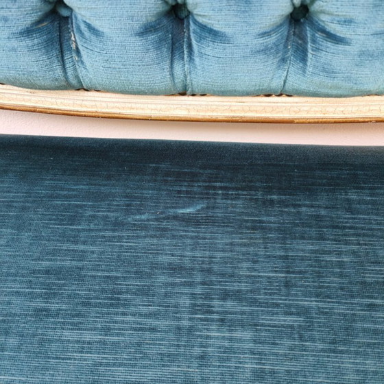 Image 1 of Banc de boudoir vintage brocante rococo Queen Ann hall banc