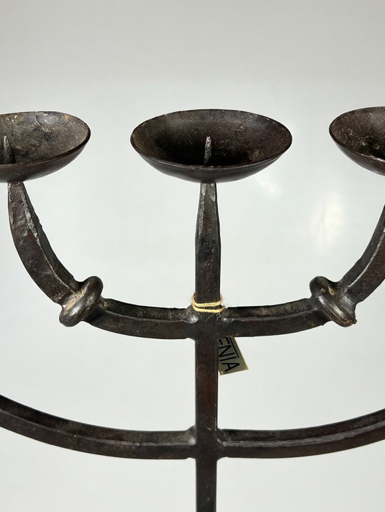Image 1 of Vintage Brutalist XL Candlestick, Cast Iron, 5 Arms, 1950s