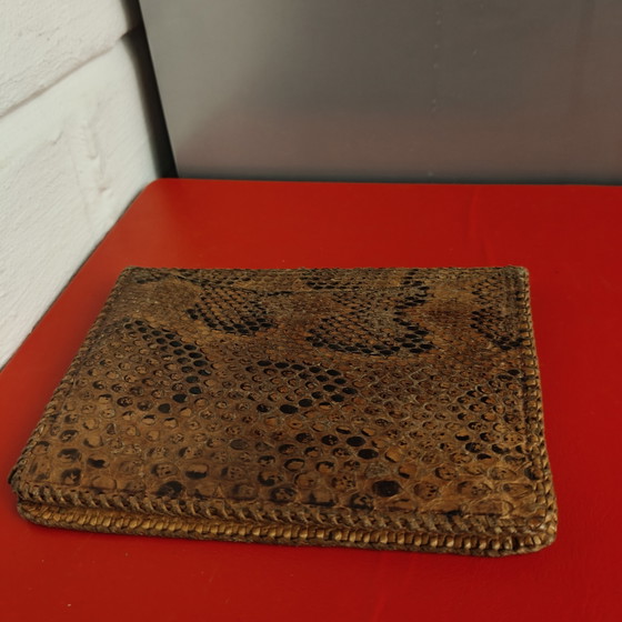 Vintage Genuine Python Snake Skin Wallet – Brown Leather Bifold – Gifts (photo 3 of 12)
