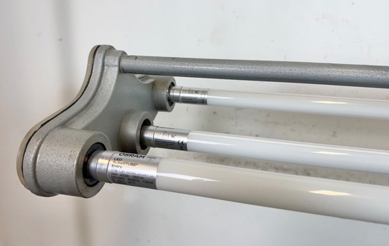 Image 1 of Lampadario industriale grigio a sospensione di Polam Gdansk, anni '70