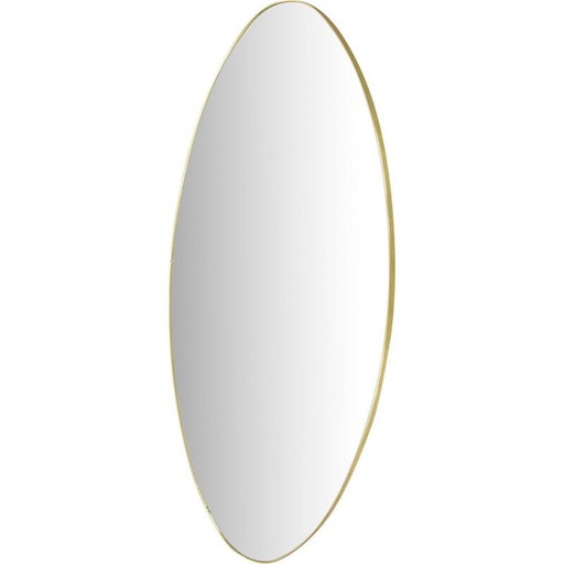 Miroir ovale vintage avec cadre doré, 1970