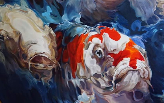 Image 1 of Gisela Vacca Koi painting round