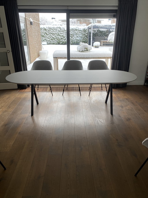Studio Henk platovale eettafel, met Fenix taupe, grigio scuro, 260x100