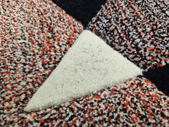 Image 1 of Tapis moderne en laine noire, noué à la main, motif abstrait géométrique, 246 x 340 cm