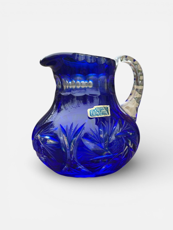 Image 1 of vintage Violetta kobaltblauwe geslepen kristallen kan lood kristal jaren 80