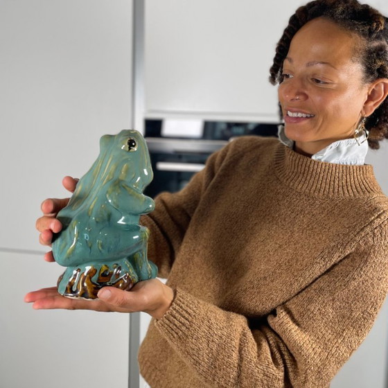 Image 1 of 20e Eeuw Europees Majolica Geglazuurd Keramisch Kikkerbeeldje