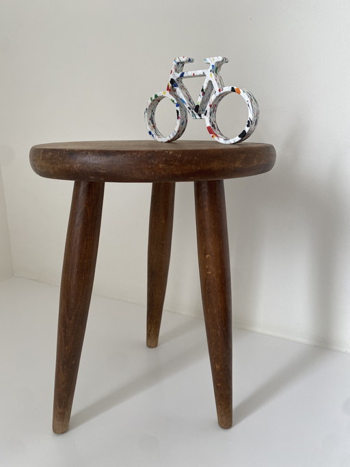 Vintage French milk stool - plant table - stool - Berger Charlotte Perriand style.