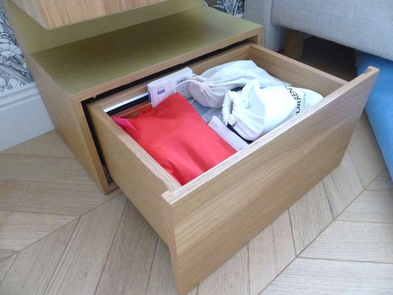 Image 1 of Pair of "Hook Side Table W/Drawer" bedside tables, designed by HMD Interiors