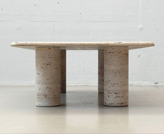 Image 1 of Travertijn salontafel van Angelo Mangiarotti voor Up & Up, Italië, jaren 70