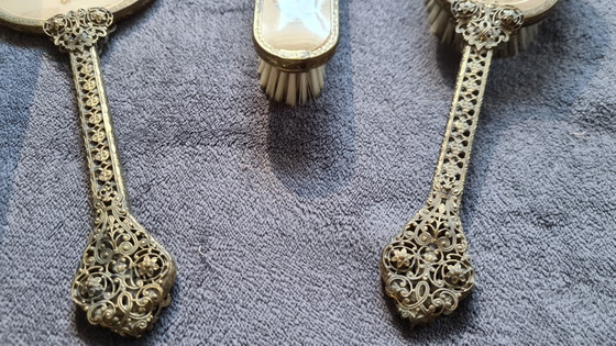 Vintage styling set with petit point embroidery – Bedroom accessories, Glass, Metal (photo 3 of 8)