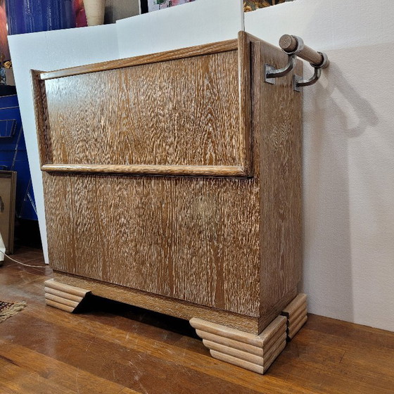 Image 1 of Meuble bar style Art déco, bois de chêne, années 80 – France