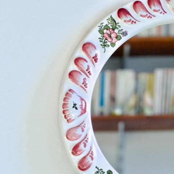 Image 1 of Large Handmade Ceramic Mirror from Moustiers by Dellerie