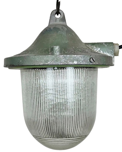 Green Industrial Bunker Light from Polam Gdansk, 1960s