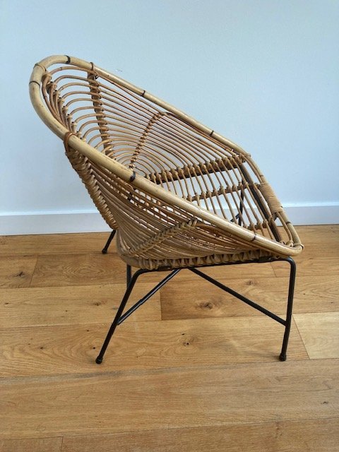 Vintage Rotan Kuipstoel