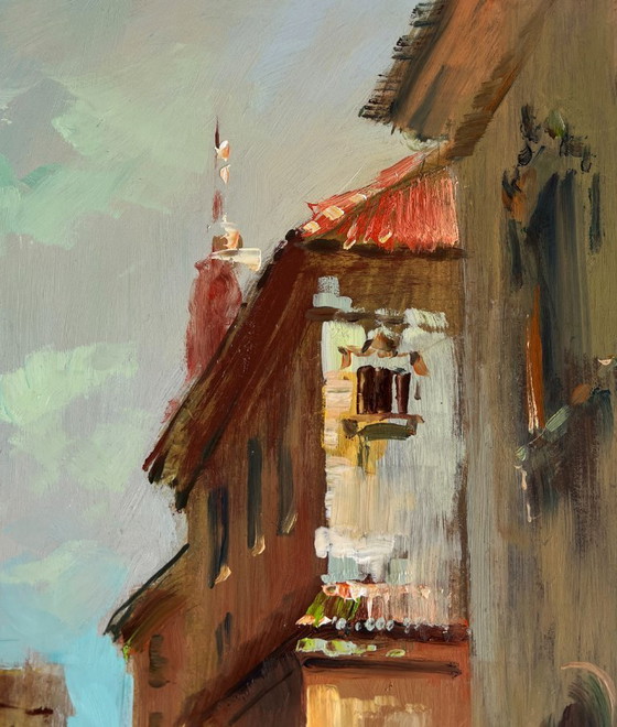 Image 1 of Original Oil Painting City River Landscape The busy streets of Venice