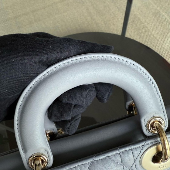 Image 1 of DIOR LADY D-JOY SMALL - CANNAGE LAMBSKIN GRAY GOLD HARDWARE