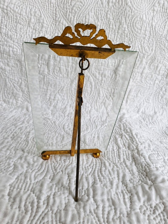 Cadre Porte-Photographie en Verre Biseauté et Métal Doré – Style Louis XVI – Vers 1900 – Cadres photo, Glass (photo 4 of 5)