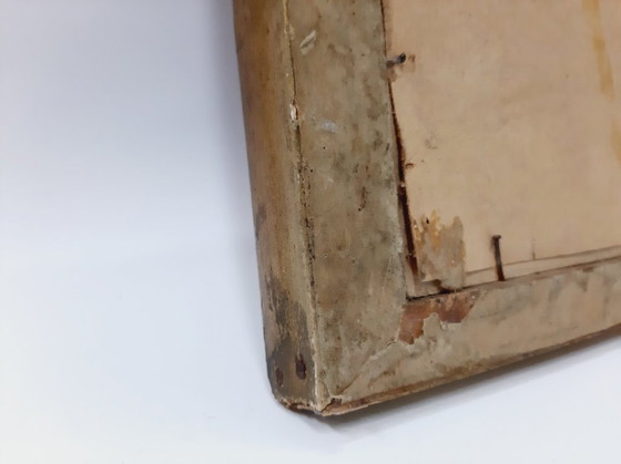 Image 1 of Stampa antica in legno con cornice, cavalli in inverno