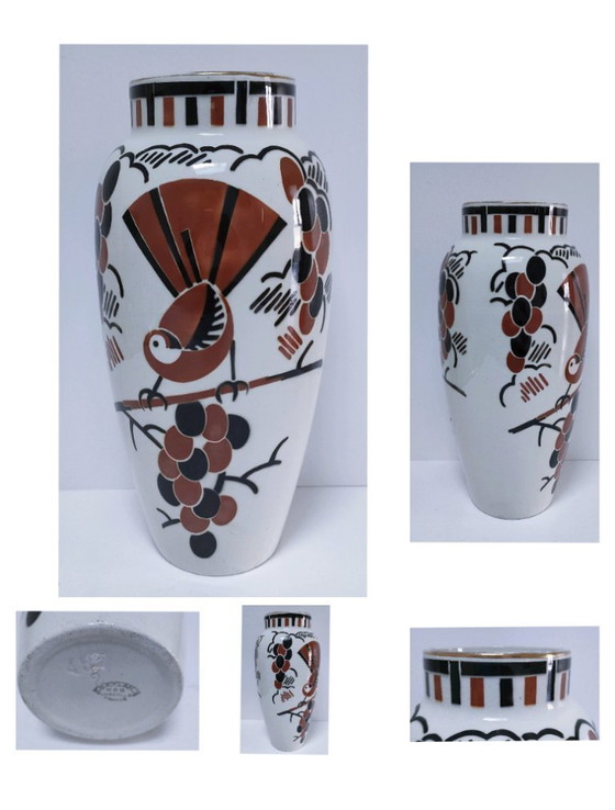 Image 1 of Art Deco vase by Keller Guérin, "Ceylon" bird