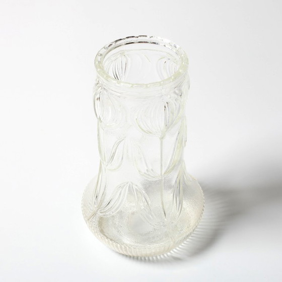 Image 1 of Vintage Pressed Glass Vase / Mid-Century Floral Pattern / Glass Union / Czech Republic / 1960s