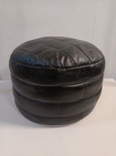 Vintage round patchwork leather pouf De Sede