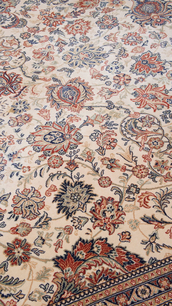 Image 1 of Grand tapis en laine dans les tons beige/brun/jaune et rouge 403x298cm