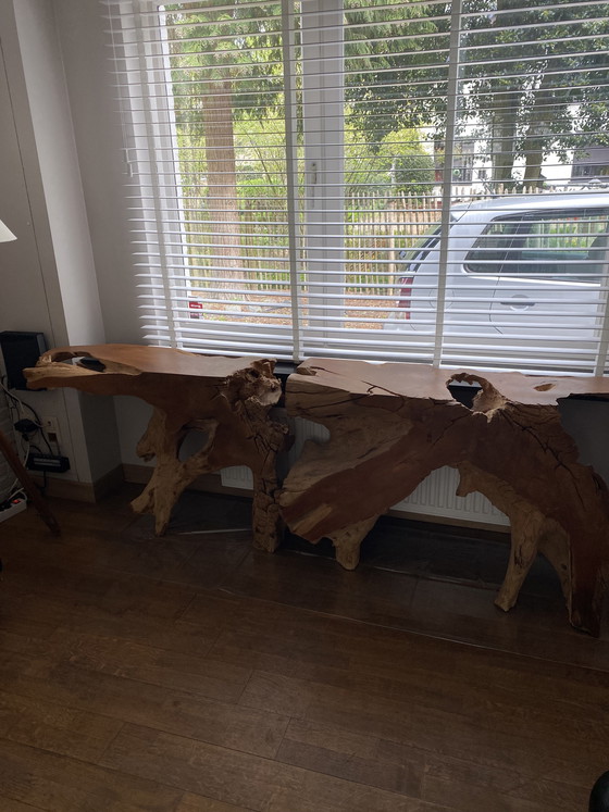 Image 1 of Solid wood side table 2 pieces