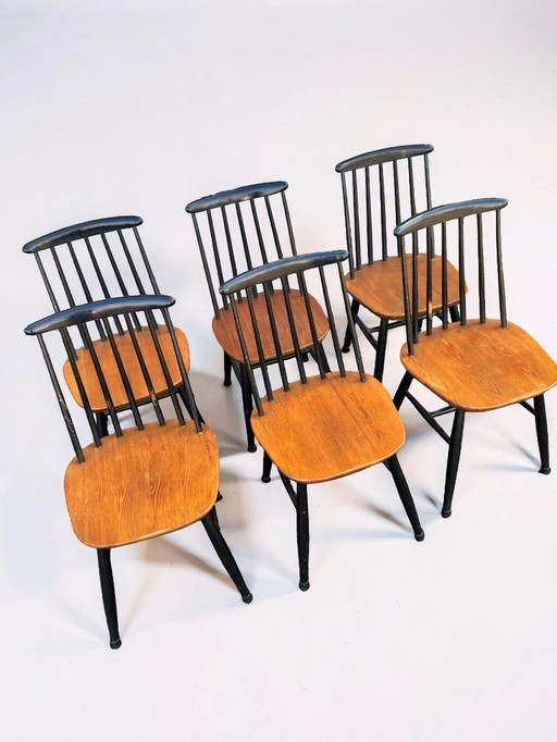 Vintage Fanett chairs by Ilmari Tapiovaara, 1960s, set of 6